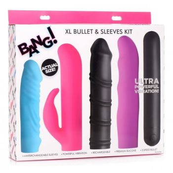 Bang! 4 In 1 Xl Bullet Vibrator Multicolor Sleeves Kit Rechargeable box