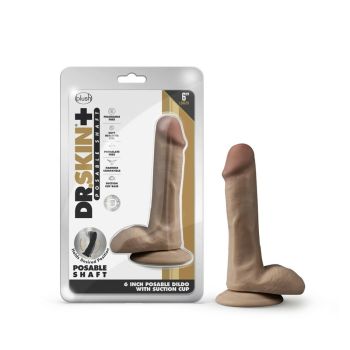 Dildo Blush Dr. Skin Plus 6" Posable Realistic Balls Mocha box