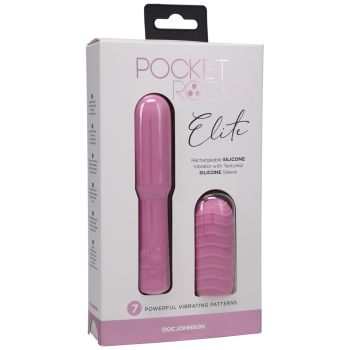 Doc Johnson Pocket Rocket Elite Rechargeable Pink Silicone Vibrator box