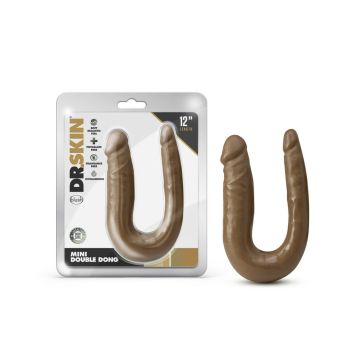 Dr. Skin 12" Mini Double Dong Mocha U Shape Blush Novelties box