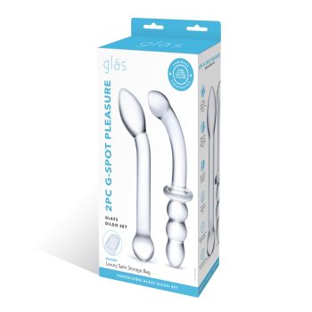 Glas 2Pc G Spot Pleasure Glass Curved Dildo Set Clear