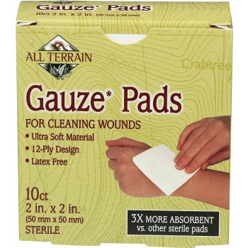 Latex Free Gauze Pads 10 Count Ultra Soft Wound Cleaner All Terrain