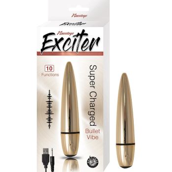Nasstoys Exciter 10 Function Bullet Vibrator Gold Water Resistant