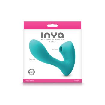 NS Novelties Inya Sonnet Teal Silicone Rechargeable Suction Vibrator box