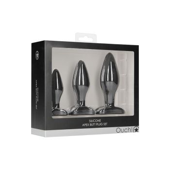 Ouch Apex Butt Plug Set Black Silicone Shots Toys box