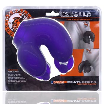 Oxballs Meatlocker Chastity Silicone Pierced Look Eggplant Ice box