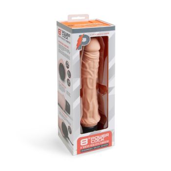 Powercocks 8" Girthy Realistic Vibrator Nude Silicone Rechargeable