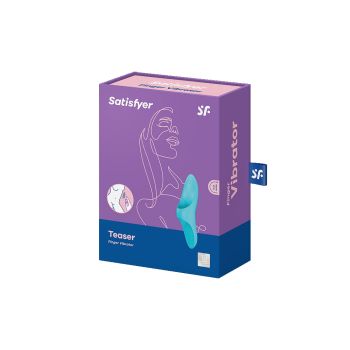 Satisfyer Finger Vibrator Teaser Light Blue Silicone Rechargeable box