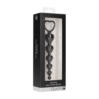 Shots Toys Ouch Silicone Anal Heart Beads Black box
