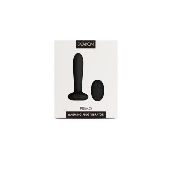 Svakom Primo Black Heating Unisex Silicone Butt Plug Remote Control box