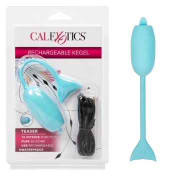 Waterproof Silicone Rechargeable Kegel Teaser Blue CalExotics box