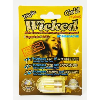 Wicked Gold 1750mg Triple Male Sexual Performance Enhancement Pill