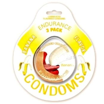 Endurance 3 Pack of Flavored Lubricated Condoms in Banana