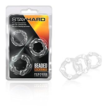 Stay Hard Beaded Cock Rings Clear Blush Novelties