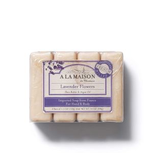 A La Maison Moisturizing Lavender Flower Hand Bar Soap 4 Ct 3.5 Oz front