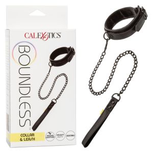 Adjustable Collar & Leash Vegan Leather Boundless CalExotics box