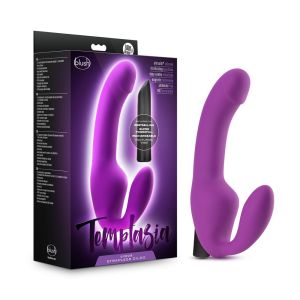 Blush Temptasia Cyrus Strapless Silicone Purple Dildo Vibrating Bullet box