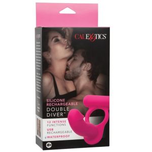 CalExotics Silicone Rechargeable Double Diver Cock Ring box