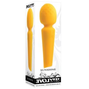Evolved Sunshine Liquid Silicone Flexible Rechargeable Wand Vibrator box