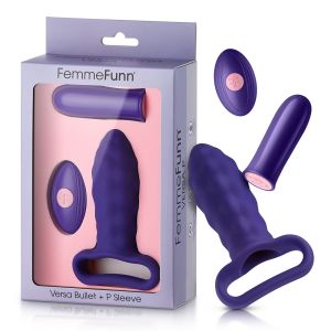 FemmeFunn Versa Bullet Vibrator P Textured Silicone Sleeve Dark Purple box