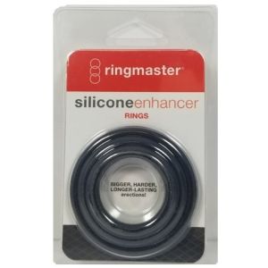 Ringmaster Silicone Enhancer Three Sized Stretchy Cock Rings box
