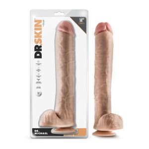 Blush Dr. Skin Dr. Michael 14" Realistic Dildo With Balls Beige box
