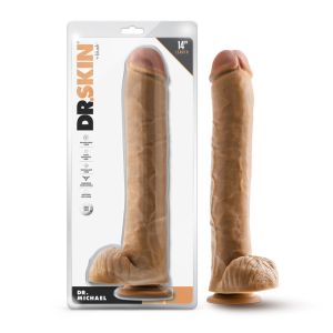 Blush Dr. Skin Dr. Michael Realistic Dildo With Balls Tan 14" box