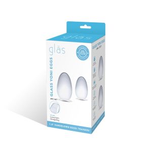 Glas 2Pc Glass Yoni Eggs Set Clear 1.8" Handblown Kegel Trainers