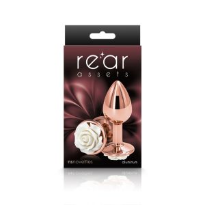 Anal Plug NS Rear Assets Chrome Plated Rose Small White box