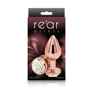 Anal Plug NS Rear Assets Rose Medium White Chrome Plated box