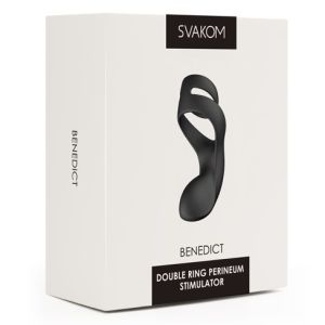 Svakom Benedict Black Double Vibrating Cock Ring Perineum Stimulator box