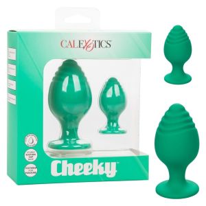 Anal Plug Silicone Cheeky Green Suction Cup CalExotics box