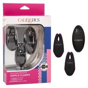 CalExotics Silicone Remote Nipple Clamps Black Waterproof box
