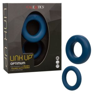 CalExotics Link Up Optimum Vibrating Silicone Blue Cock Ring box
