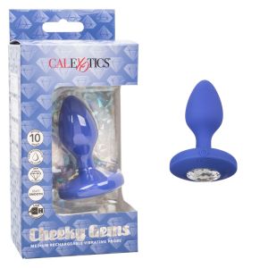 CalExotics Cheeky Gems Medium Rechargeable Vibrating Anal Probe Blue box