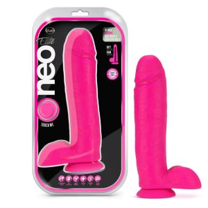 Neo Elite 10" Silicone Dual Density Cock Realistic Balls Neon Pink box