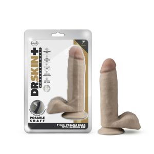 Blush Dr. Skin Plus 7" Posable Dildo Realistic Balls Vanilla box