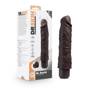 Blush Dr. Skin Dr. David 8'' Vibrating Silicone Dildo Brown box