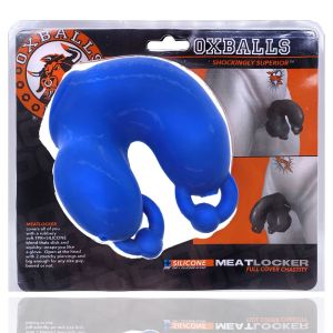 Oxballs Meatlocker Chastity Silicone Pierced Look Blue Ice box