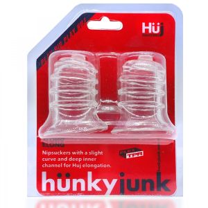 Oxballs Hunkyjunk Elong Wide Base Nip Sucker Clear Flex Tpr box