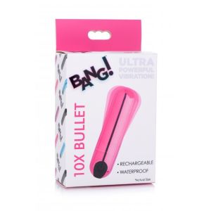 Bang! 10X Rechargeable Waterproof Metallic Bullet Vibrator Pink box