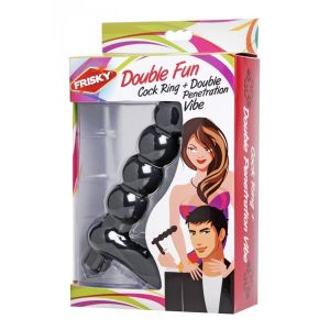 Frisky Double Fun Cock Ring With Double Penetration Vibe boxed