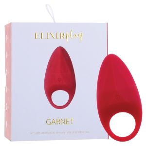 Cock Ring Elixir Play Garnet Rechargeable Waterproof box solo
