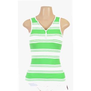 Women Seamless Striped Top With Zipper WK Apparel Lingerie