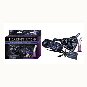 Heart-Throb Deluxe Harness Kit With Curved Dong Purple