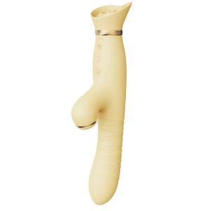 Zalo Rose Rabbit Thruster Vibrator Lemon Yellow solo